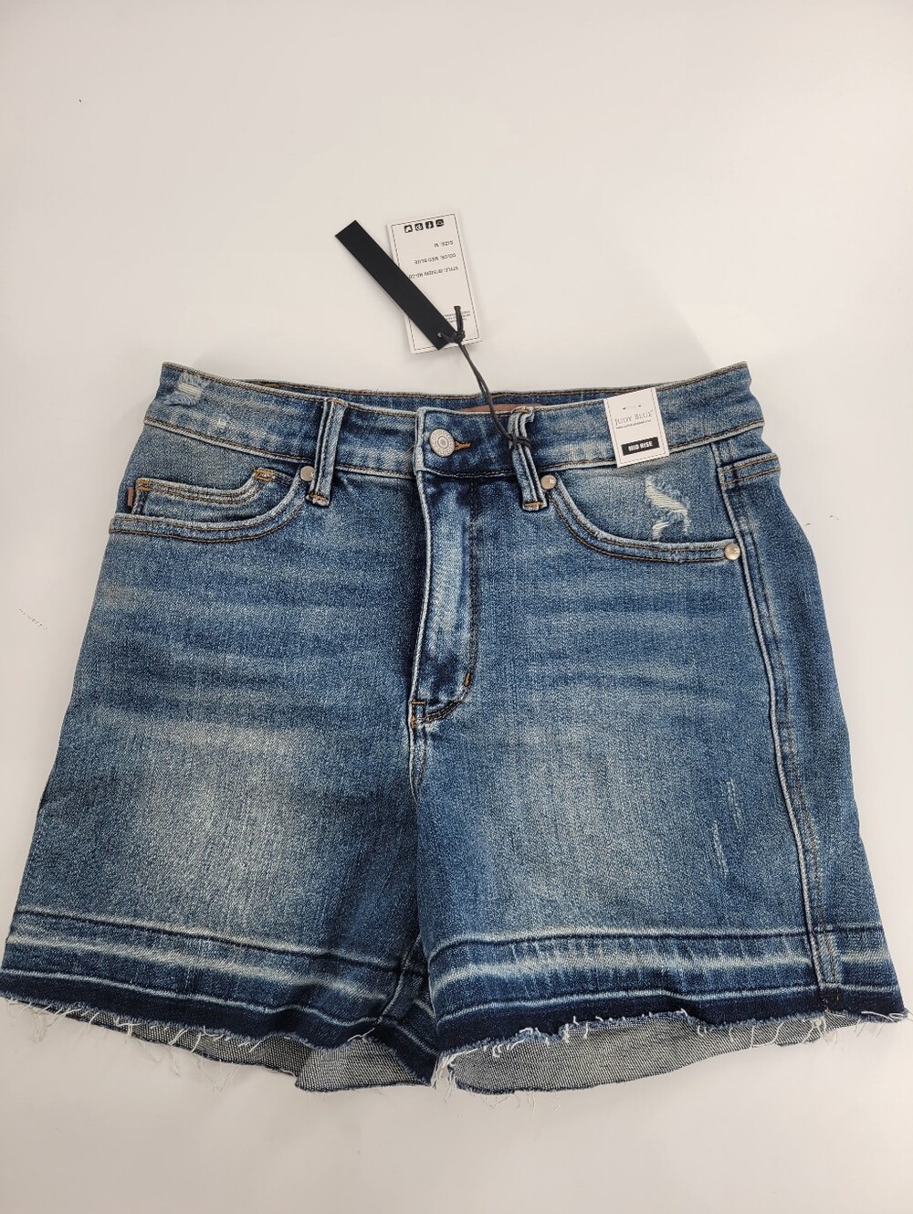 Judy Blue Faded Blue Frayed Hem Jean Shorts Size M New